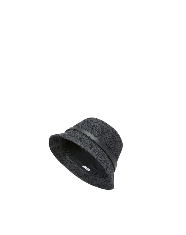 Loewe Bucket hat in Anagram jacquard and calfskin Negros | LRINH-3506