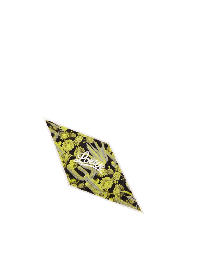 Loewe Cactus lozenge scarf in cotton and silk Verdes Multicolor | AYJPE-5926