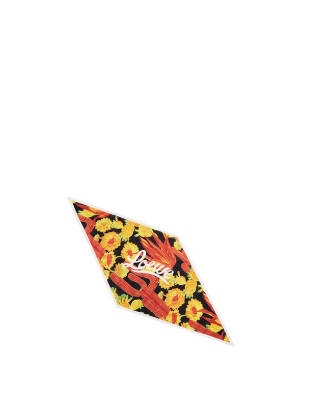 Loewe Cactus lozenge scarf in cotton and silk Rojos | RKWYT-0831