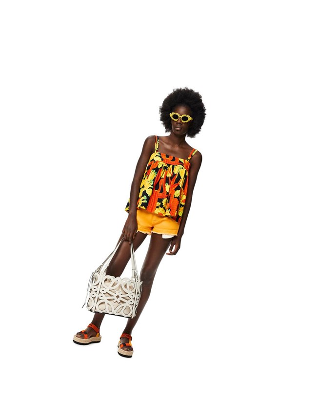 Loewe Cactus print top in viscose Negros Naranjas Dorados | OJFNM-1987
