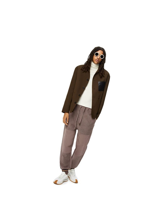 Loewe Contrasting rib jogging trousers in cotton Grises | ASEMV-4781