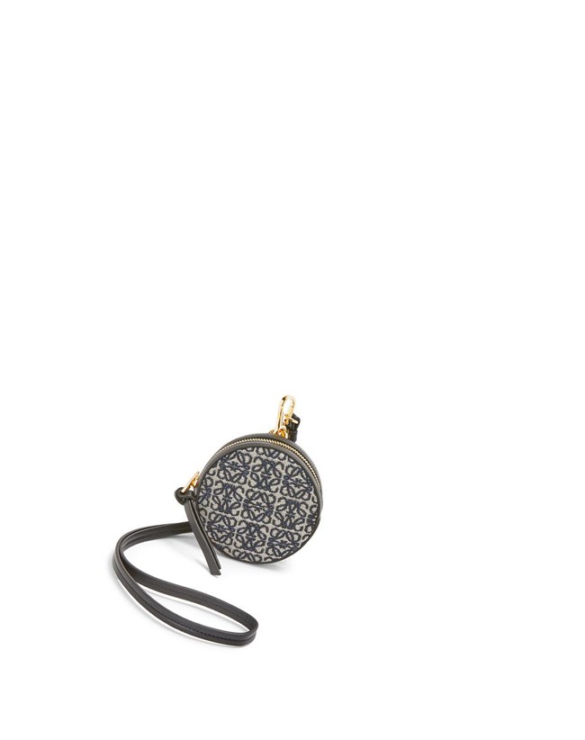 Loewe Cookie Pouch in Anagram jacquard and calfskin Azul Marino Negros | TJEFI-4791