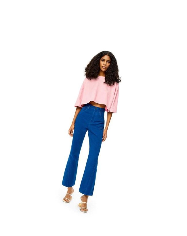 Loewe Cropped Anagram T-shirt in cotton Rosas Claro | QSXWO-1045