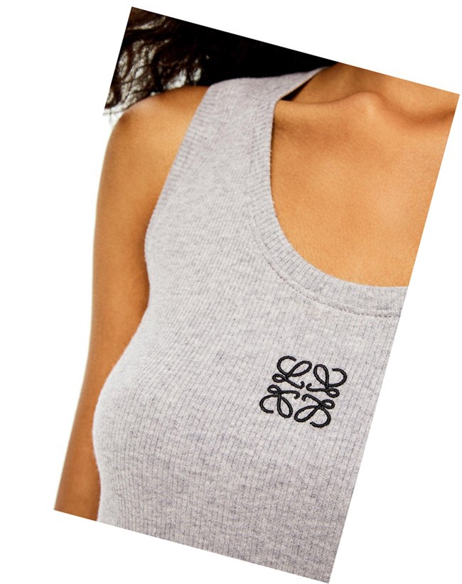 Loewe Cropped Anagram tank top in cotton Grises Negros | TJLOC-9580