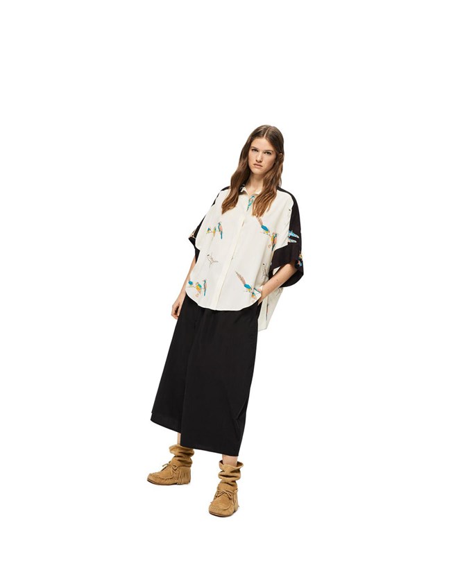 Loewe Cropped elasticated trousers in cotton Negros | XKWDH-2468