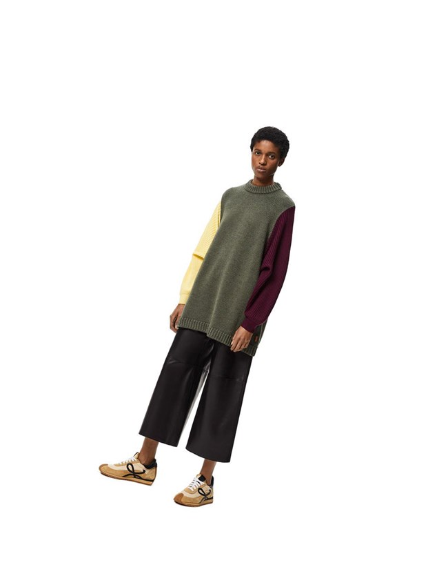 Loewe Cropped elasticated waist trousers in nappa Negros | CXMJY-5427