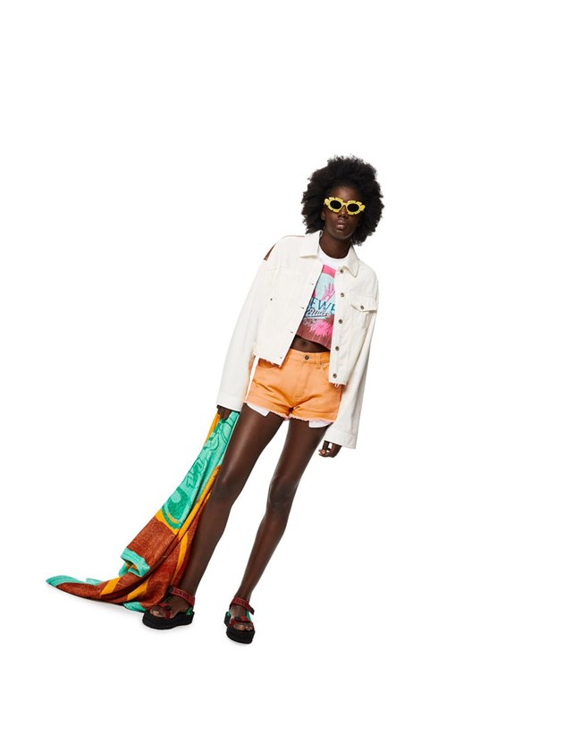 Loewe Cropped palm jacket in denim Blancos | IJXLF-7389