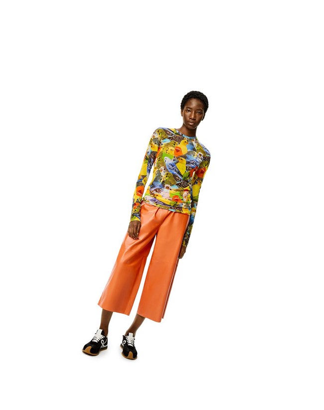 Loewe Cropped trousers in nappa Naranjas | HUGSN-1253