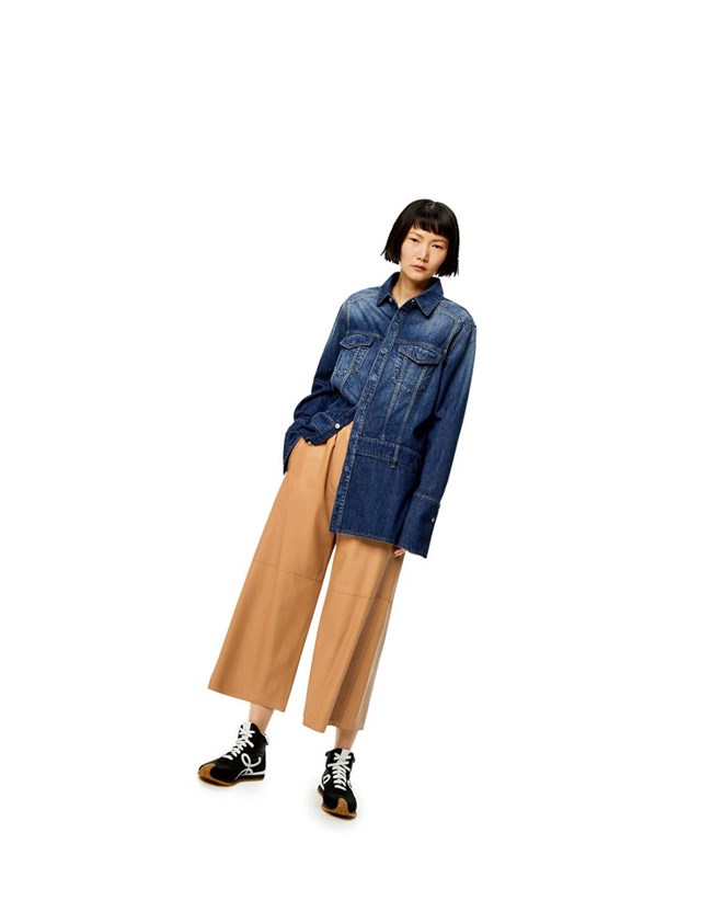 Loewe Cropped trousers in nappa Toffee | COJXE-5748