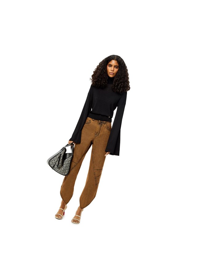 Loewe Curved jeans in denim Marrom | FLIAT-1057