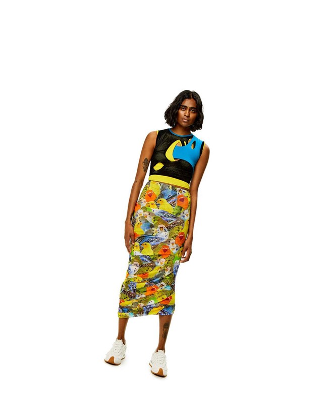 Loewe Cut-out top in viscose Negros Azules Amarillos | NDBFL-4503