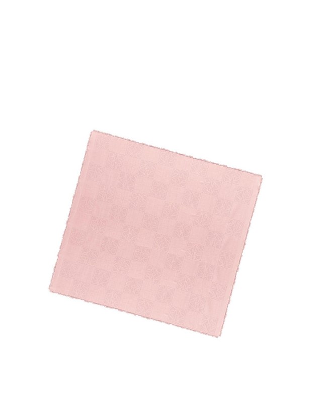 Loewe Damero scarf in wool, silk and cashmere Orchid | DEPKM-8013