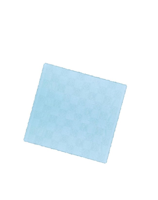 Loewe Damero scarf in wool, silk and cashmere Azules | OTRQS-9648
