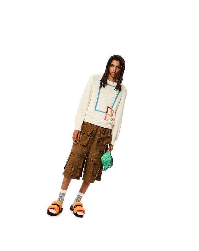 Loewe Double square sweater in organic cotton Blancos Multicolor | STVFM-7601