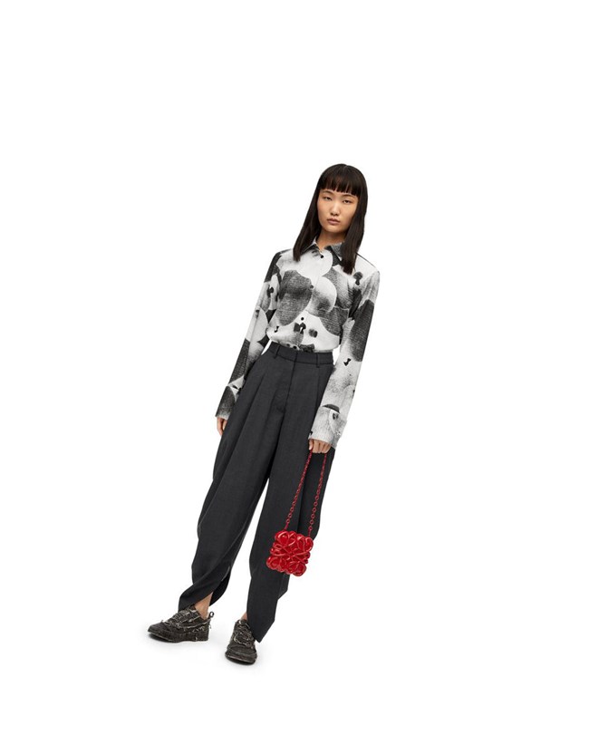 Loewe Draped trousers in wool Grises | GKREQ-3129