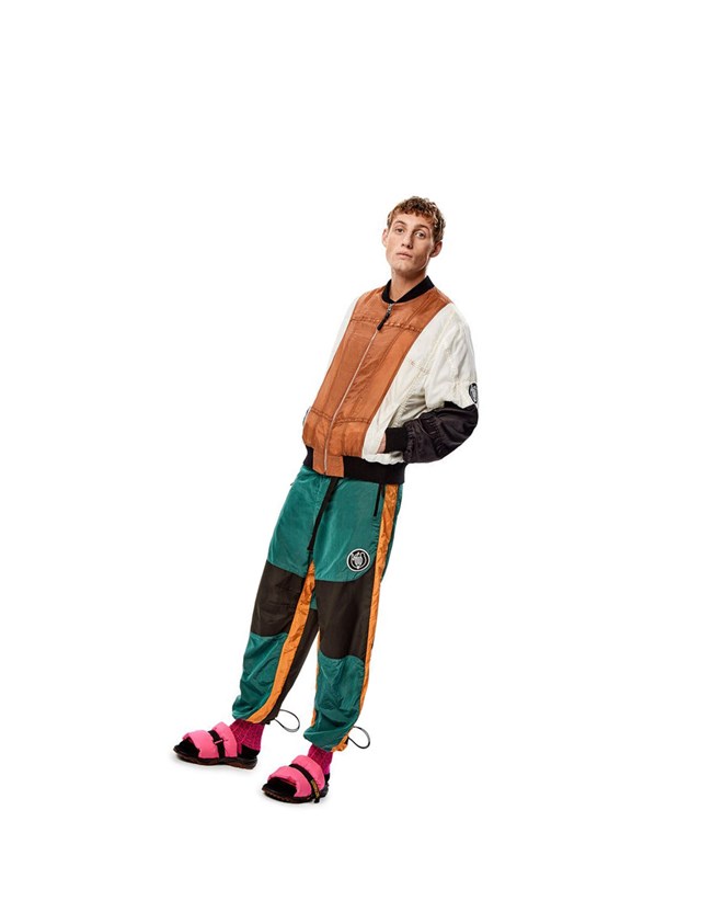 Loewe Drawstring panel trousers Verdes Naranjas | PBNSM-1653