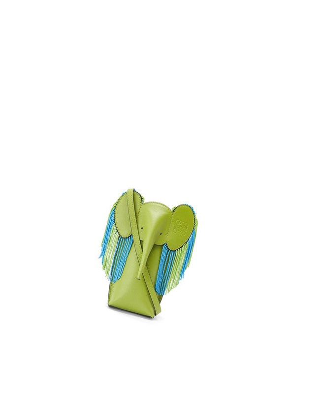 Loewe Elephant Pocket in classic calfskin Verdes | HXMZY-3071