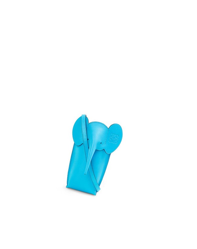 Loewe Elephant Pocket in classic calfskin Cyan | XRGUZ-3710