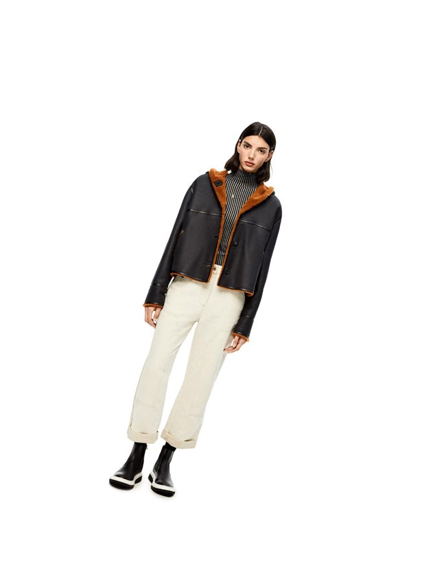Loewe Encapuchado jacket in shearling Negros | QHFWA-2319