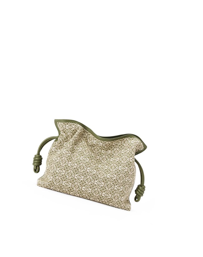 Loewe Flamenco clutch in Anagram jacquard and calfskin Verdes Verdes | DNSCT-4027
