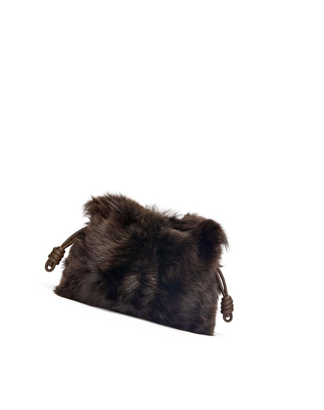 Loewe Flamenco clutch in shearling Marrom Oscuro | EHYRA-4639