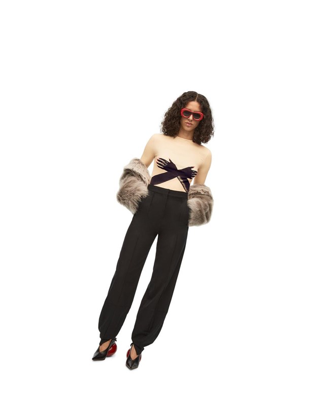 Loewe Glove print top in technical jersey Beige Negros | JOQSK-8035