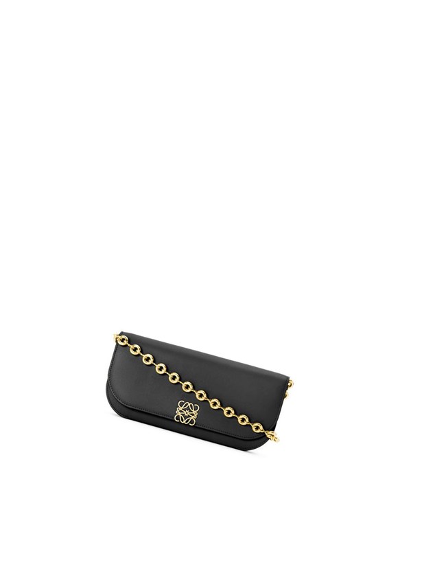 Loewe Goya Long Chain Clutch in silk calfskin Negros | OJXKH-5132
