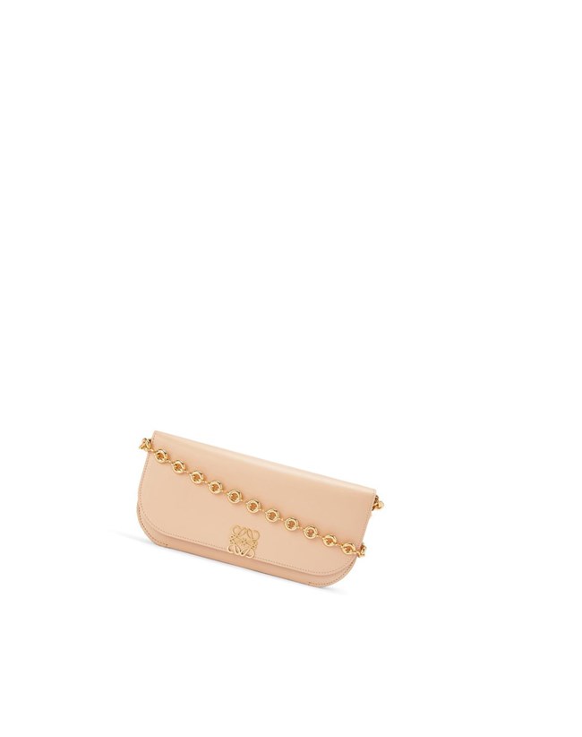 Loewe Goya Long Chain Clutch in silk calfskin Nude | QJSLO-0659