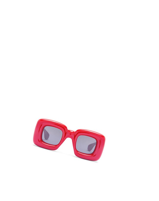 Loewe Inflated rectangular sunglasses in acetate Lipstick | UIRXJ-9254