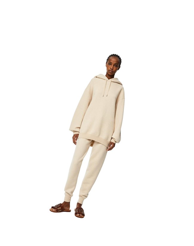 Loewe Knit track trousers in cashmere Ecru | RQMKE-0571