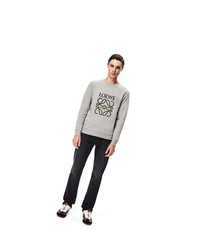 Loewe LOEWE Anagram embroidered sweatshirt in cotton Grises | CYDFX-9267