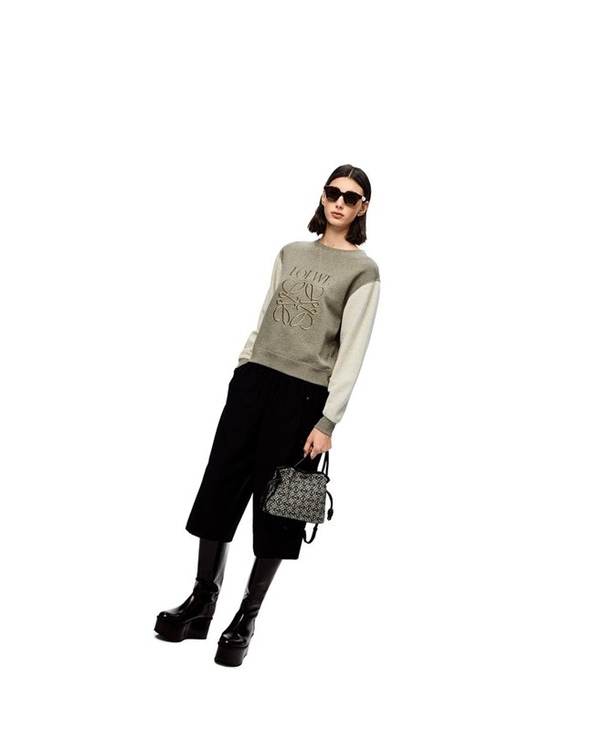 Loewe LOEWE Anagram embroidered sweatshirt in cotton Verdes | GKJRY-3167