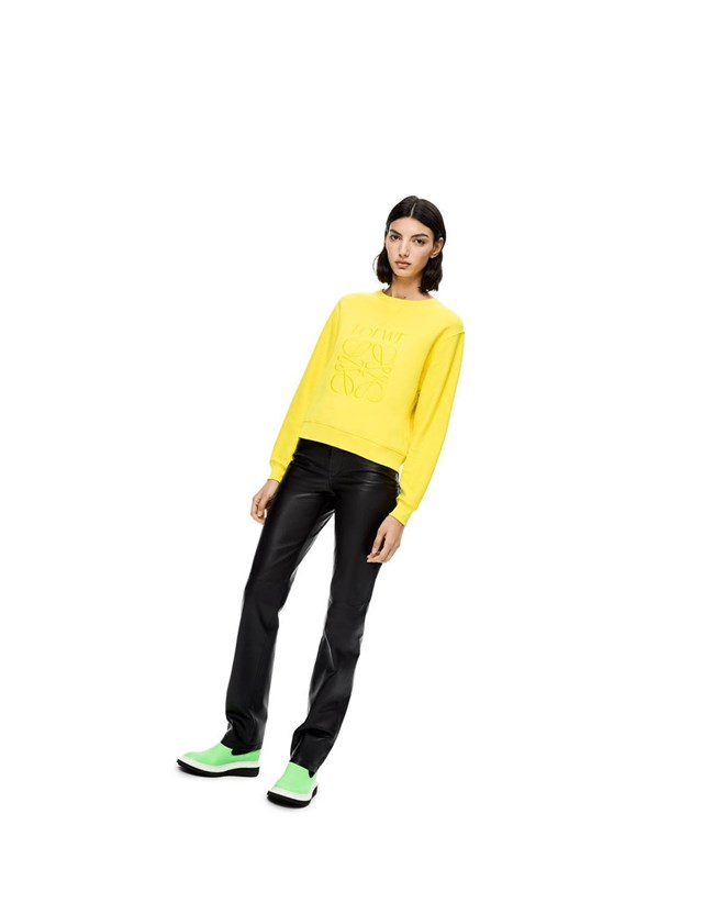Loewe LOEWE Anagram embroidered sweatshirt in cotton Amarillos | LIRXB-1357