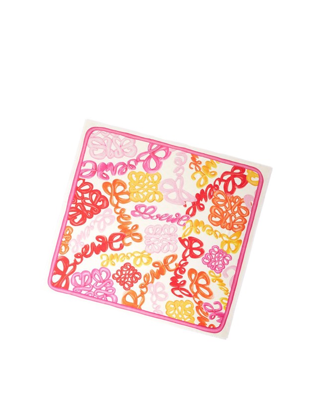 Loewe LOEWE Anagram scarf in silk and cashmere Rosas Multicolor | WMONI-0564