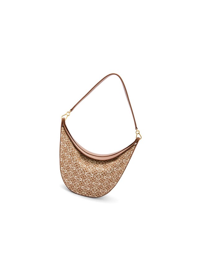 Loewe LOEWE Luna bag in Anagram jacquard and classic calfskin Tan / Pecan | ACKTU-8974