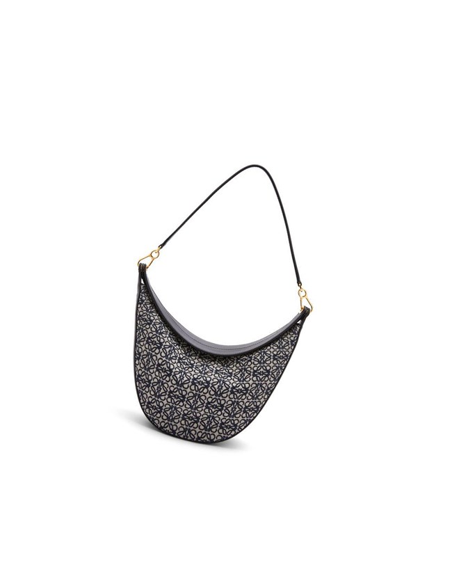 Loewe LOEWE Luna bag in Anagram jacquard and classic calfskin Azul Marino Negros | SOPZI-4058