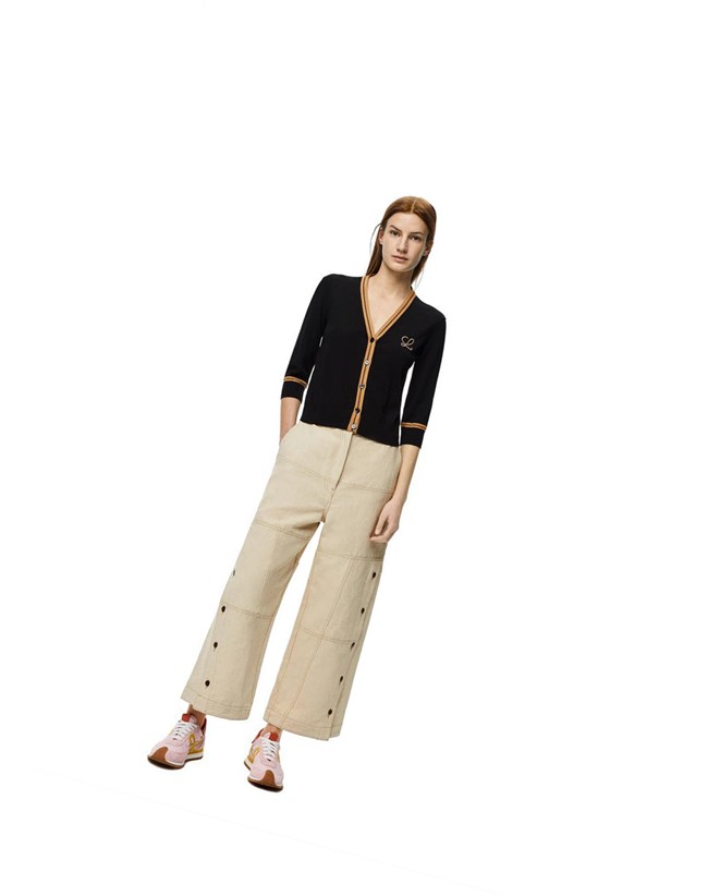 Loewe LOEWE cropped cardigan in wool Negros Beige | LTOPB-6142