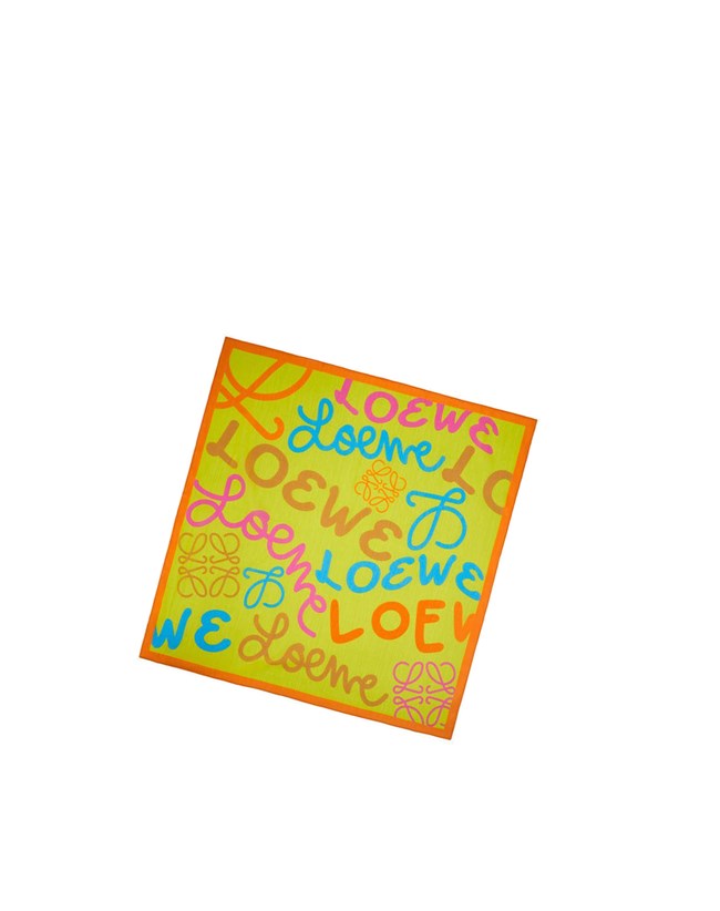 Loewe LOEWE scarf in cotton and silk Verdes Multicolor | ZPLDR-4136