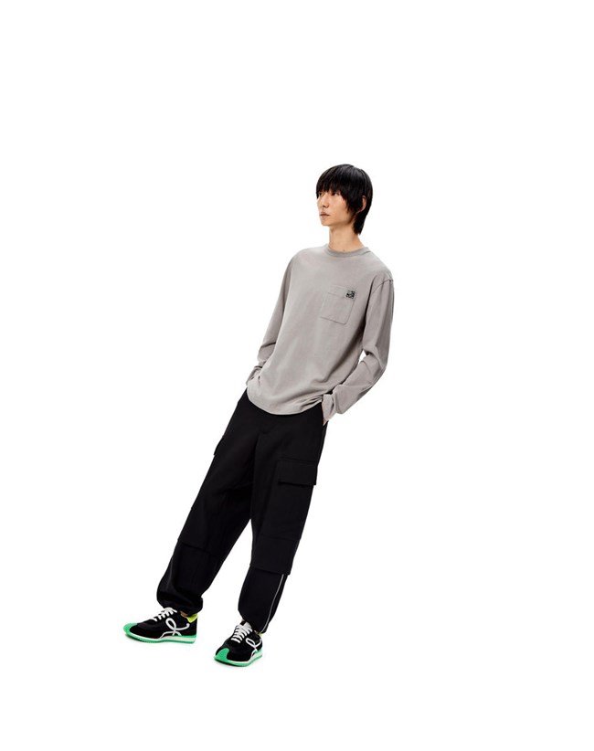 Loewe Long sleeve T-shirt in cotton Grises Oscuro | ZWEIL-3694