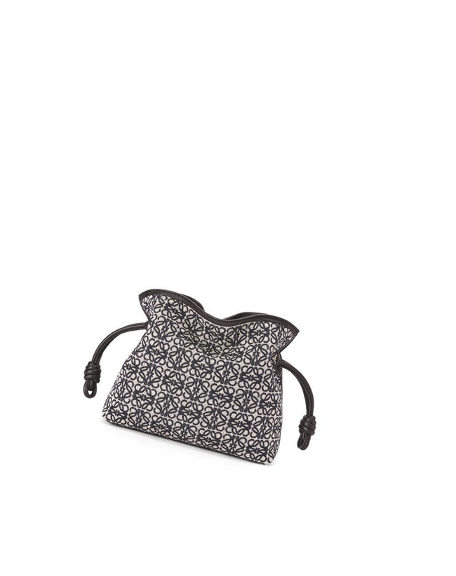 Loewe Mini Flamenco clutch in Anagram jacquard and calfskin Azul Marino Negros | LIQTJ-8062