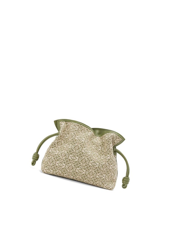 Loewe Mini Flamenco clutch in Anagram jacquard and calfskin Verdes Verdes | RNSDZ-9802