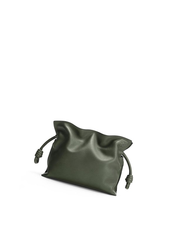 Loewe Mini Flamenco clutch in nappa calfskin Kaki | NATGJ-5304