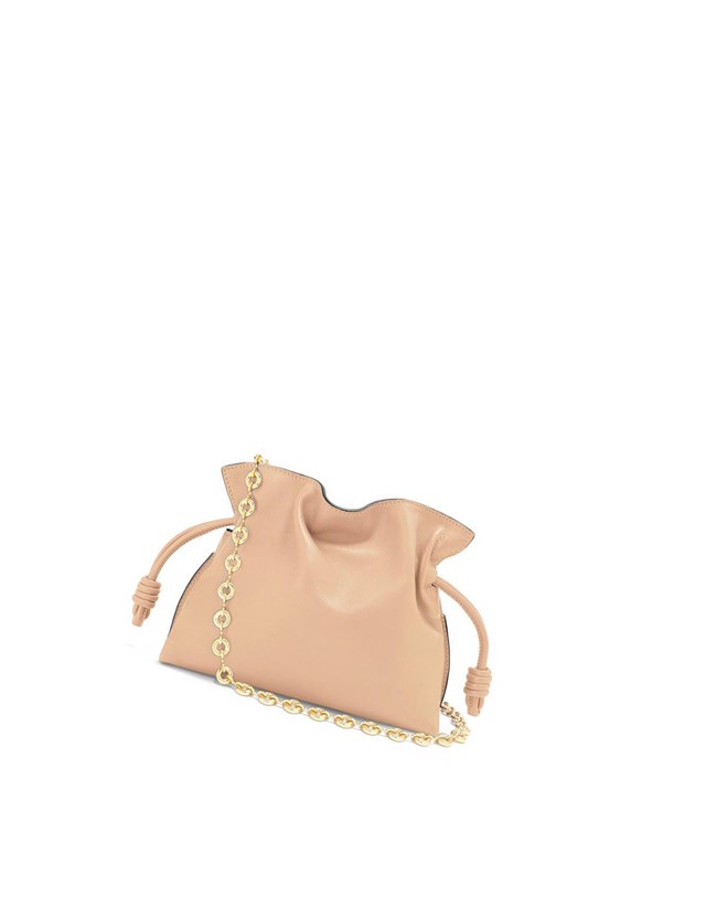 Loewe Mini Flamenco clutch in nappa calfskin with chain Nude | VZISF-0897