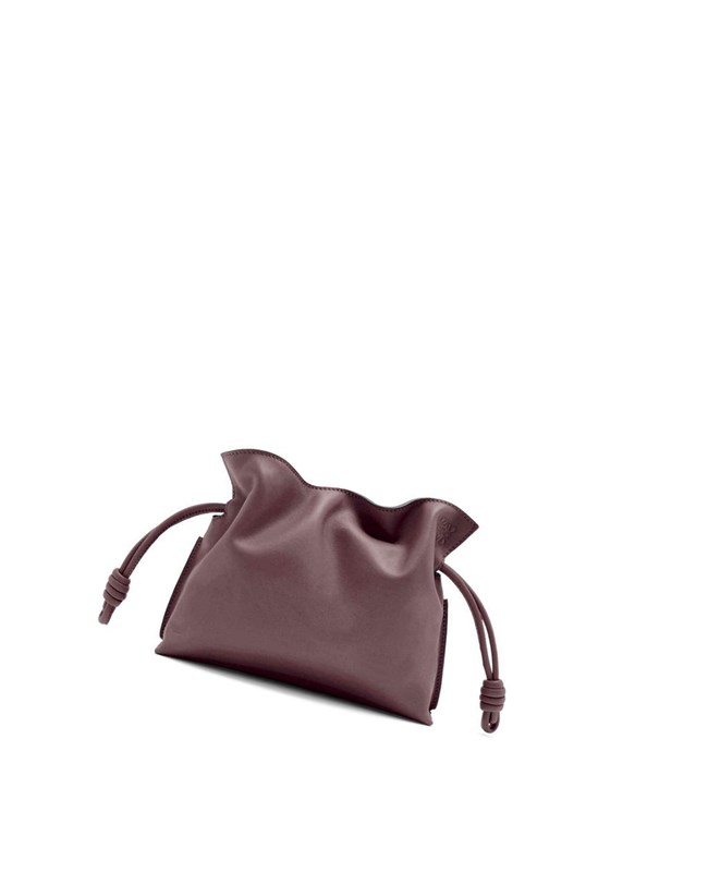 Loewe Mini Flamenco clutch in nappa calfskin Prune | WSMEF-1879
