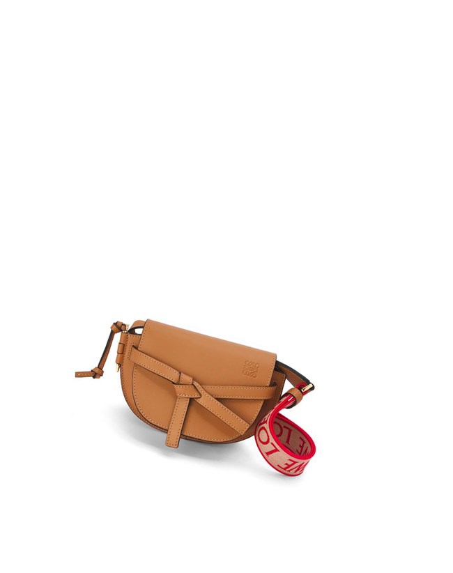 Loewe Mini Gate Dual bag in soft calfskin and jacquard Warm Desert | NBQYX-5179