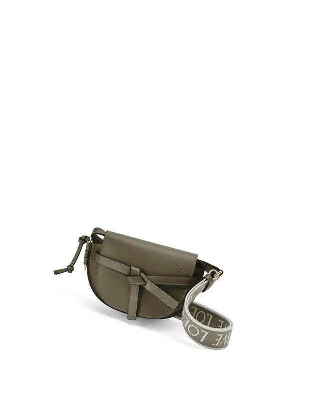 Loewe Mini Gate Dual bag in soft calfskin and jacquard Verdes | WCBXU-9340