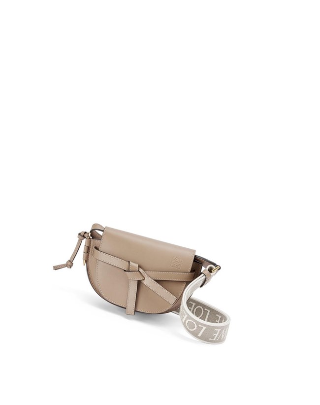 Loewe Mini Gate Dual bag in soft calfskin and jacquard Sand | WRNKT-1873