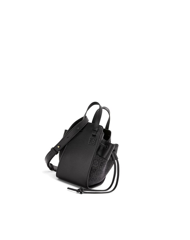 Loewe Mini Hammock drawstring bag in Anagram jacquard and calfskin Negros | MHIKB-2648