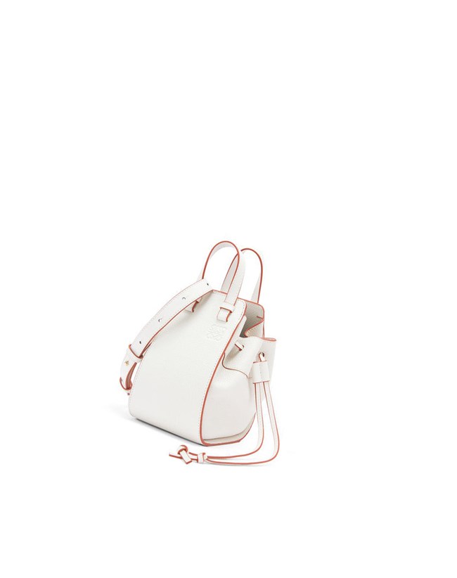 Loewe Mini Hammock drawstring in soft grained calfskin Blancos | KYXJW-0653