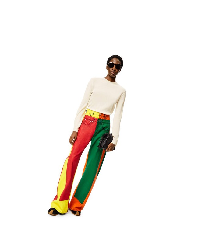 Loewe Multicolour patchwork jeans in denim Multicolor | SGWBQ-6230